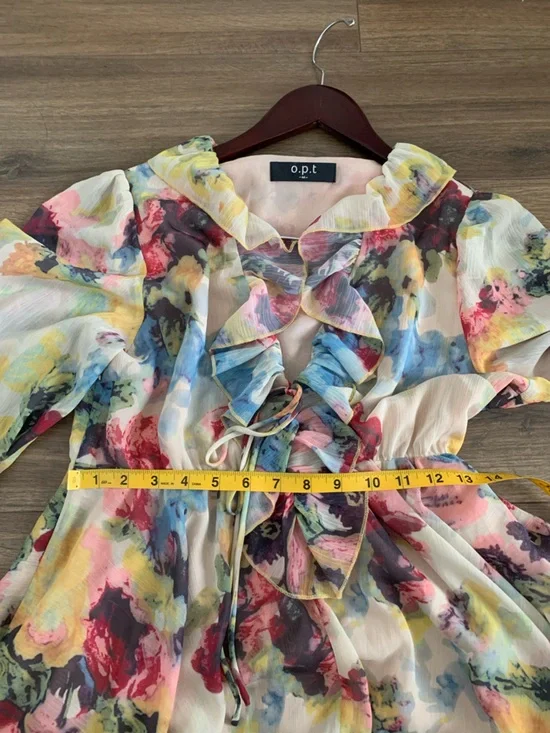 Zimmermann style O.P.T. Floral Ruffle Tie-Front Dress - Multicolor - Picture 7 of 16